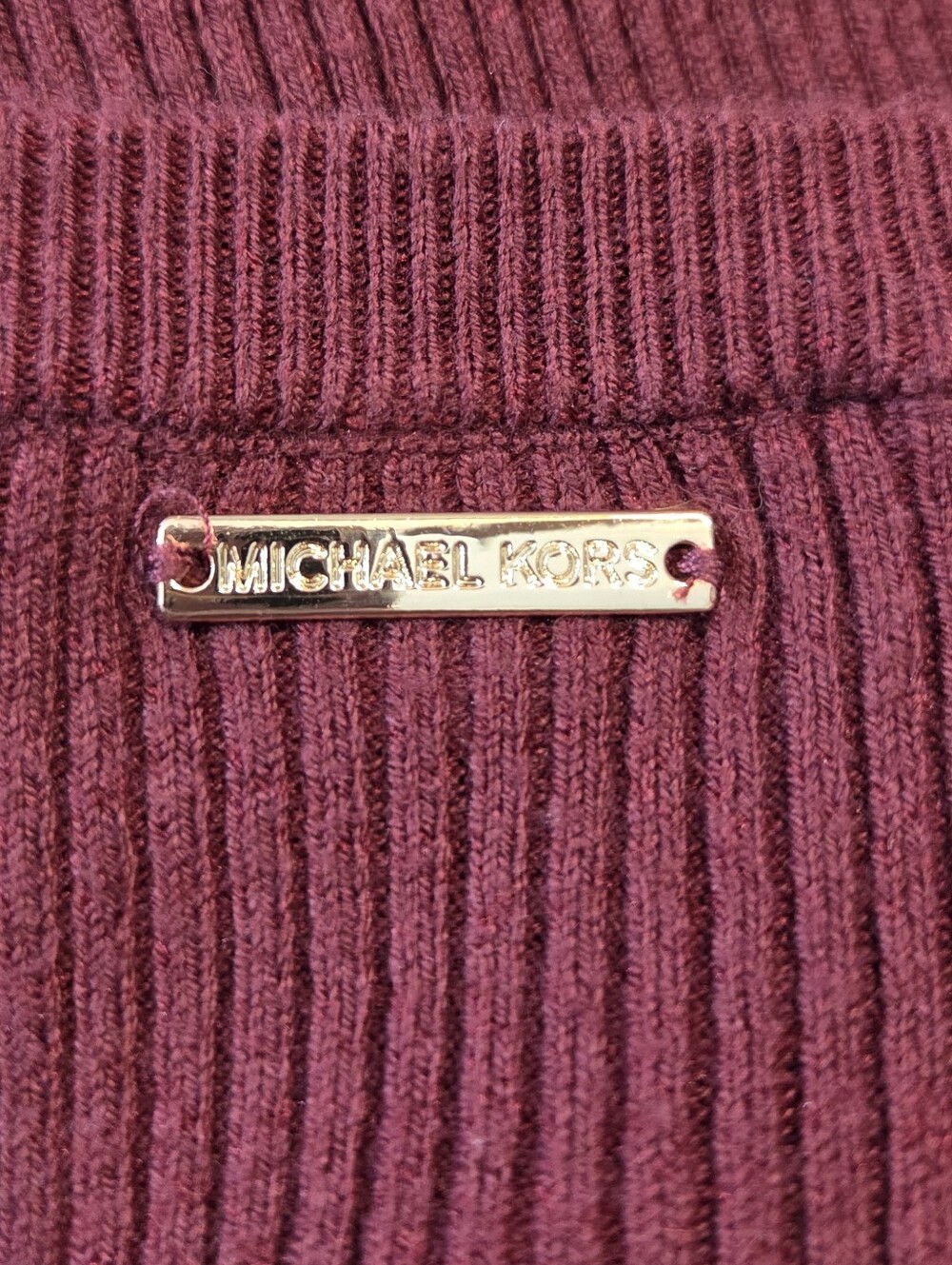 MICHAEL Michael Kors Maroon Keyhole Ribbed Cropped Long Sleeve Sweater Size M - Picture 8 of 12